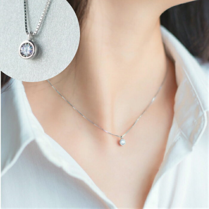 乐天商城 - 一粒ストーン シンプルネックレス レディース シルバー925 silver925 アレルギー対応 プレゼント ネックレス シンプル シルバー ゴールド 小さめ 華奢 デコルテ 重ね付け 上品 清楚 カジュアル フォーマル 大人 925 女性