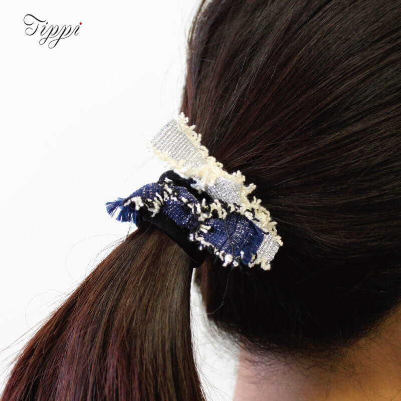 Tippi ティッピ ヘアゴム デニムリボン