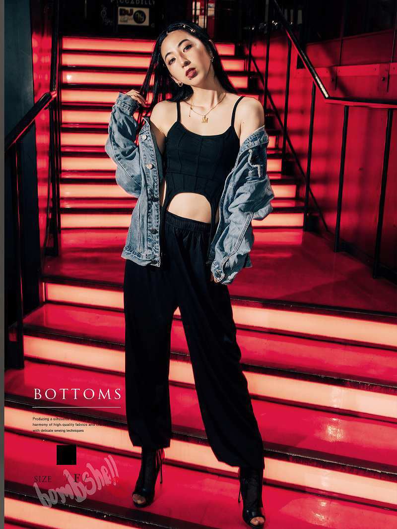 【スーパーセール】スウェット フェイクレザー ロングパンツ メタリック ダポパン ダンス 衣装 コスチューム レディース レザー風 伸縮 bombshell あす楽 送料無料