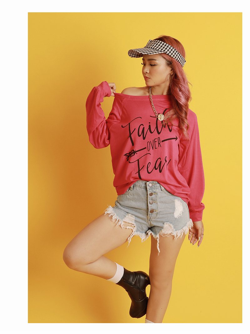 【メール便対応】長袖Tシャツ ロンT Tシャツ オフショル HIPHOP ダンス セクシー ...