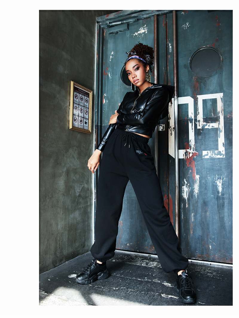 【スーパーセール】パーカー・トレーナー フード フェイクレザー パーカー ドルマン 衣装 HIPHOP 大きめシルエット ダンス 長袖 ポケット bombshell あす楽 ryu-select-10044950 Rselect サンプル画像2