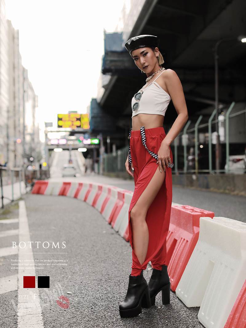 スウェットスリットsexy黒赤ロン...