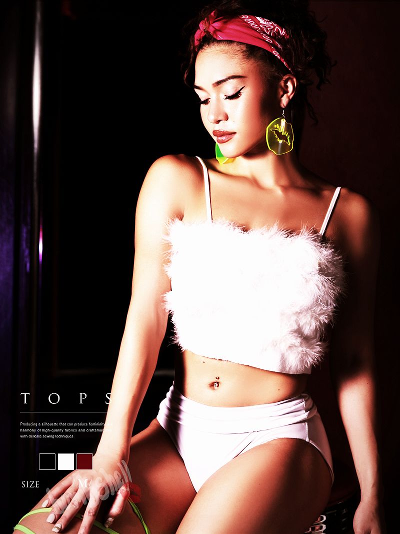 【メール便対応】キャミソール・タンクトップ ショート丈 フェイクファー キャミソール ふわふわ トップス ダンス衣装 ショーダンス ステージ衣装 クラブ 舞台衣装 bombshell あす楽