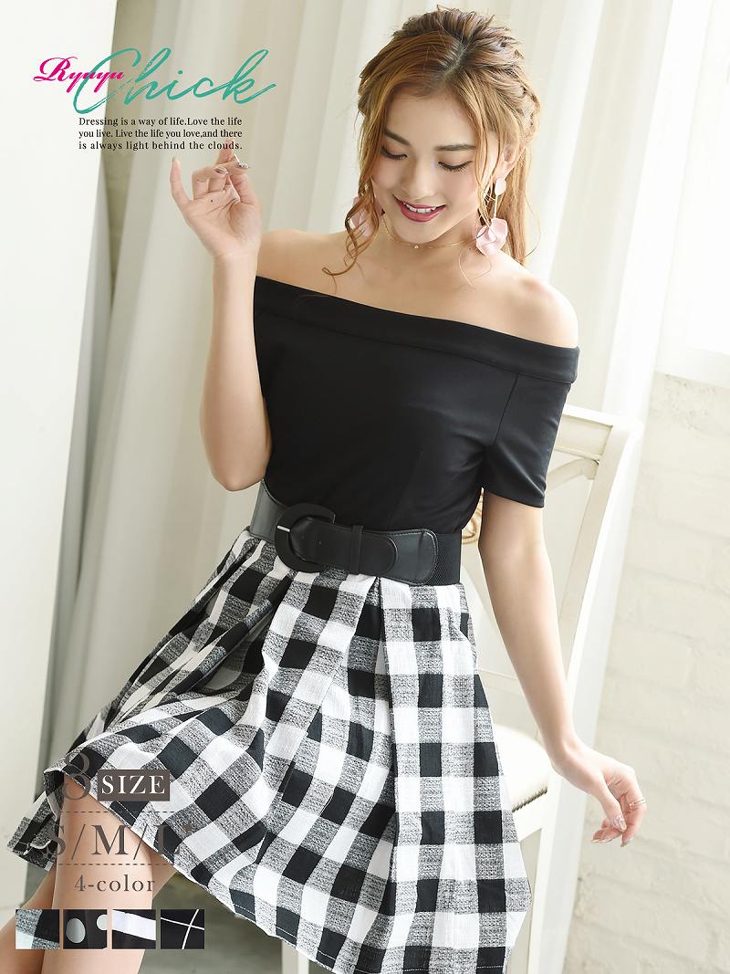 キャバ ワンピース ワンピ キャバワンピース キャバワンピ レディース パーティードレス ワンピース ミニ フレアー オフショル DOLL ボーダー チェック 格子 ドット RyuyuChick KAREN 大きいサイズ フレアーワンピ タイトワンピ カラーワンピ ロング あす楽 送料無料のサムネイル