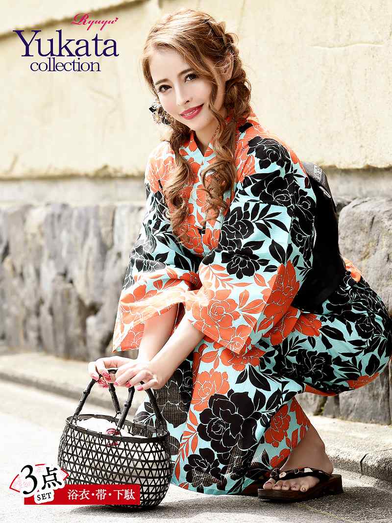 浴衣 セット ゆかた 帯 下駄 キャバ バラ 華やか 赤 黒 あす楽 安い 作り帯 簡単 着付け 150cm 女性 女 かわいい 大人 ファッション 男ウケ 大人 古典 モダン 夏祭り 祭り まつり 涼しい 30代 20代 40代 レトロモダン 流行り 大正ロマン 即日発送 セクシー エロ