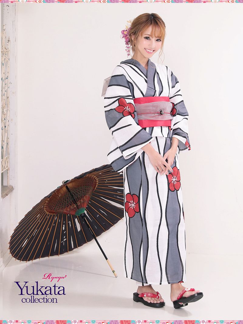 浴衣 セット レディース ゆかた 帯 下駄 キャバ 梅柄 モダン 3点 花柄 作り帯 レトロ モダン レトロモダン かわいい 祭り まつり 着方 簡単 楽 楽ちん ホワイト 赤 レッド ストライプ 男ウケ 20代 30代 涼しい 古典 あす楽 大正ロマン 即日発送 セクシー エロ