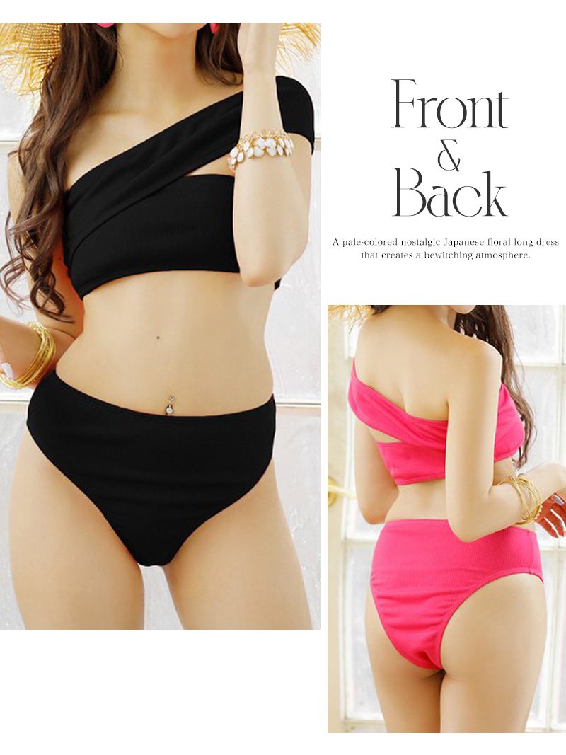 水着 ビキニ レディース レディース水着 セクシー モノキニ エロ キャバ水着 キャバ カラバリ豊富 リブ ワンショルダー バンドゥ ビキニ ハイウエスト 無地 レディース水着 ワンカラー スイムウェア Ryuyu ビーチ ビーチウェア ビーチグッズ 海 プール あす楽