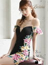 キャバ ドレス キャバドレス ミニドレス ミニ キャバクラドレス キャバクラ パーティードレス セクシー 韓国ドレス 韓国 花柄 オフショル シアー sexy 谷間 エロい お水 ナイトドレス 肩見せ 体型カバー ミニ丈 ミニスカート Belsia 大きいサイズ 可愛い あす楽 送料無料