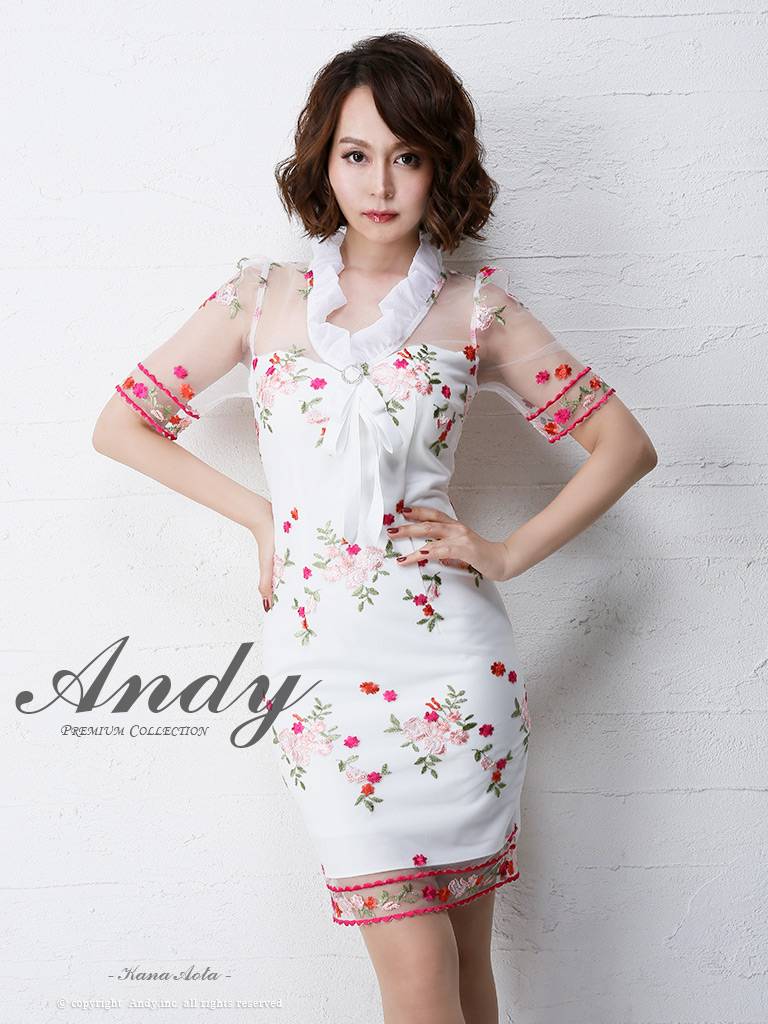 Andy アンディ キャバ ドレス キャバドレス ミニドレス ミニ キャバクラドレス キャバクラ パーティードレス セクシー 韓国ドレス 韓国 フラワー 袖付き 半袖 高級 おしゃれ タイト シアー 映える 華やか ITK 大きいサイズ 可愛い きれいめ レース あす楽 送料無料のサムネイル