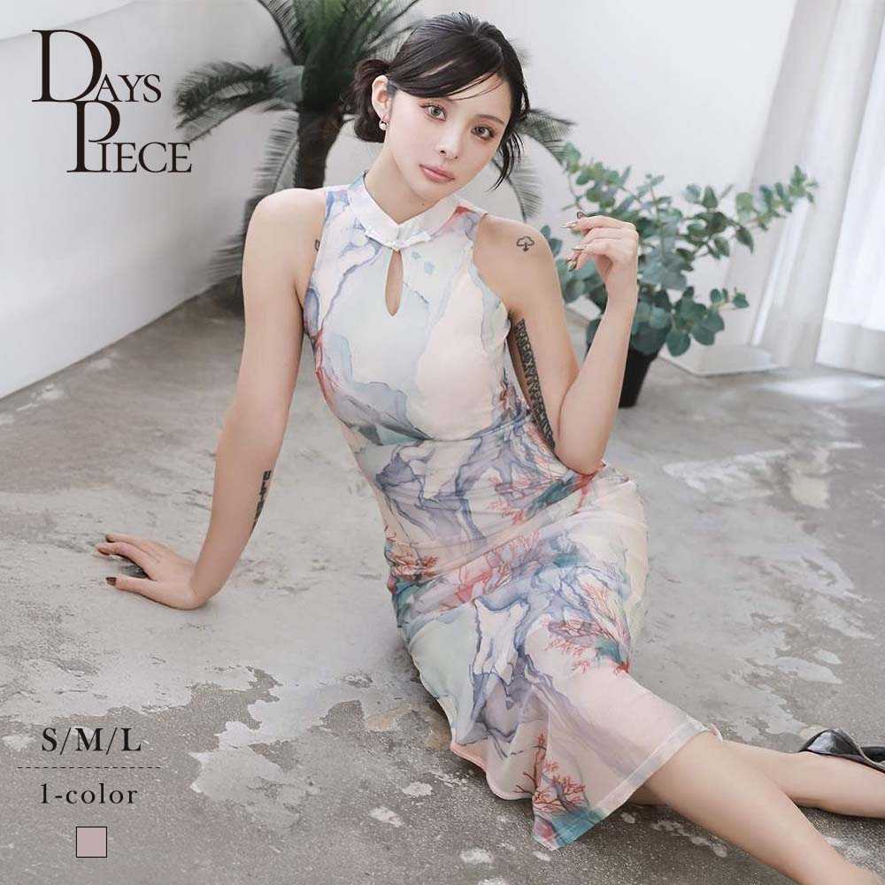 DAYS PIECE 花柄 水彩 タイト ワンピース ミニドレス ミディドレス 