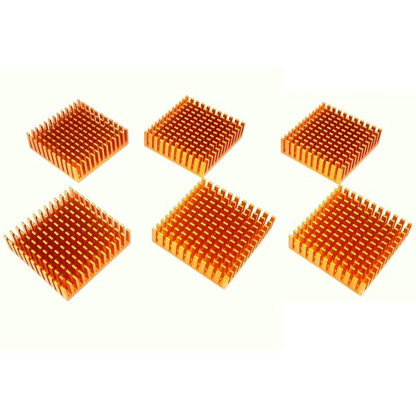 40mm ヒートシンク 40mm x 40mm x 11mm、3Dプリンター冷却用アルミニウムクーラー冷却ヒートシンク、TEC1-12706 熱電ペルチェクーラー 40mmx40mmx11mm (ゴールド調 6個)。