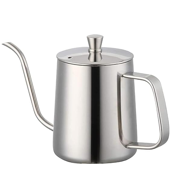 コーヒードリップポット 一人用 ドリップポット コーヒーポット キャンプ 直火 アウトドア コーヒーケトル 580ml 目盛り付き ステンレス 細口 銀色