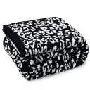 ヒョウ柄 ブランケット 冬用 タオルケット 127x152cm ハーフケット リバーシブル フリース 毛布 大判 オシャレ ふわふわ かわいい 柔らかい 暖かい 洗える レオパード 豹柄 ブラック