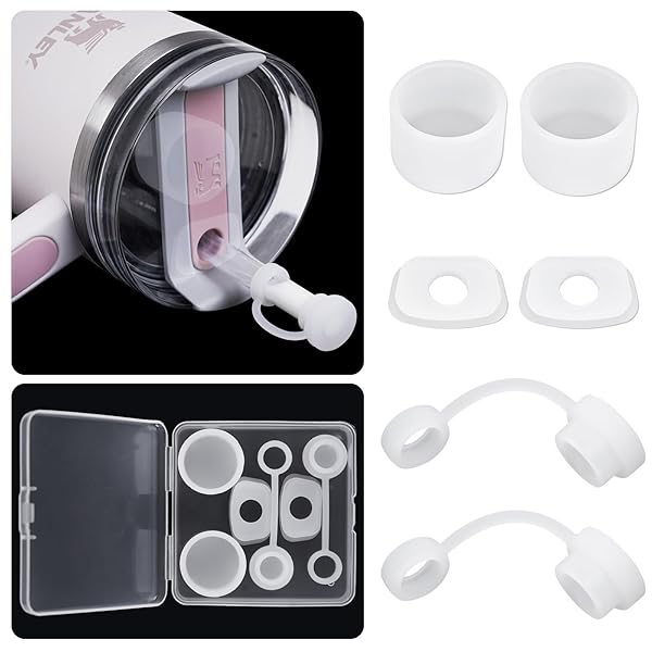 Stanley ストローカバー こぼれストッパー6個セット Stanley Quencher H2.0 40オンス & 30オンスタンブラー用 Stanley Cupアクセサリー ストローカバーキャップ、スクエアこぼれストッパー、ラウンド漏れ防止スト