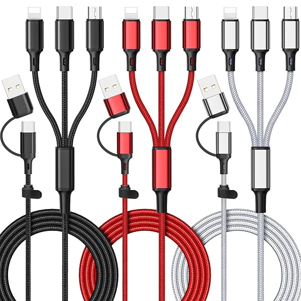 6 in1 マルチ充電ケーブル【3本セット1.2M】3in1充電コード USBケーブル マルチ iPhone 充電器 USB Type Cケーブル iPhone 15 14 Pro Max 13 Pro 12mini 11 8 Galaxy S20
