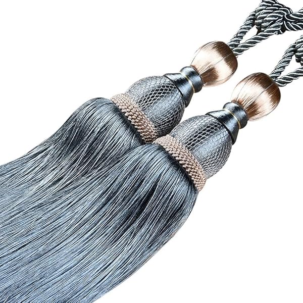 カーテン タッセル 房 大きいサイズ タッセル インテリア 窓美人 おしゃれ 雑貨 留め具 2本セット(ブル..