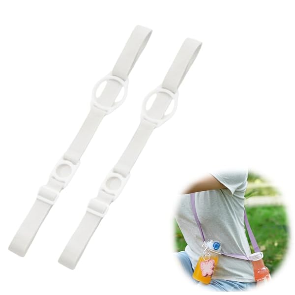 楽天りゅうわ楽天市場店ボトルストラップ ボトルホルダー 2本セット 長さ調節可能 斜め掛けショルダーベルトです 簡単軽量 持ち歩き 着脱簡単 遠足 通勤 学校 旅行 子供 大人 キャンプ 登山 アウトドア ハイキング ウォーキングなどに適しています （ホワイト）