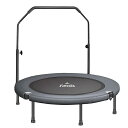 トランポリン 手摺付き 室内用 大人用 子供用 大型102cm 耐荷重150kg 静音 折りたたみ ダイエット 家庭用 6本脚 (ダークグレー)