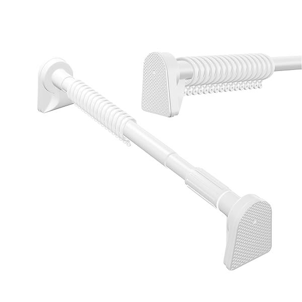 強力 突っ張り棒4M 20個のカーテンリングを含む 幅：245cm-400cm 伸縮カーテ棒4m 強負荷 ドリル不要 つ..