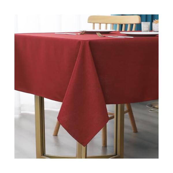 上質テーブルクロス 長方形 130x180cm 赤色 無地 厚手 ポリエステル製 軽撥水 キッチン ダイニング 食事会 パーティー 結婚式 宴会用