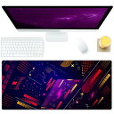 マウスパッド 超大型 防水 ゲーミング マウスパッド 90*40cm キーボードパッド 滑り止めゴム底 滑り止め マウス対応 耐洗い表面 快適操作性 不整なパターン 紫色