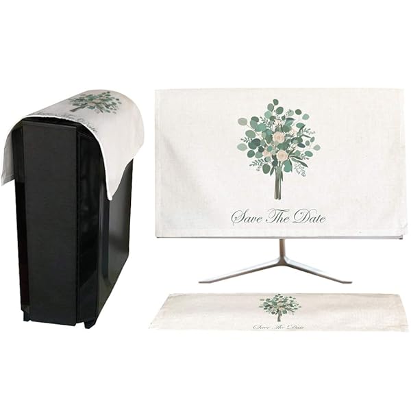 モニターカバー セット PCカバー ディスプレイ キーボードカバー 防塵 保護 液晶 可愛い（花B 27インチ）