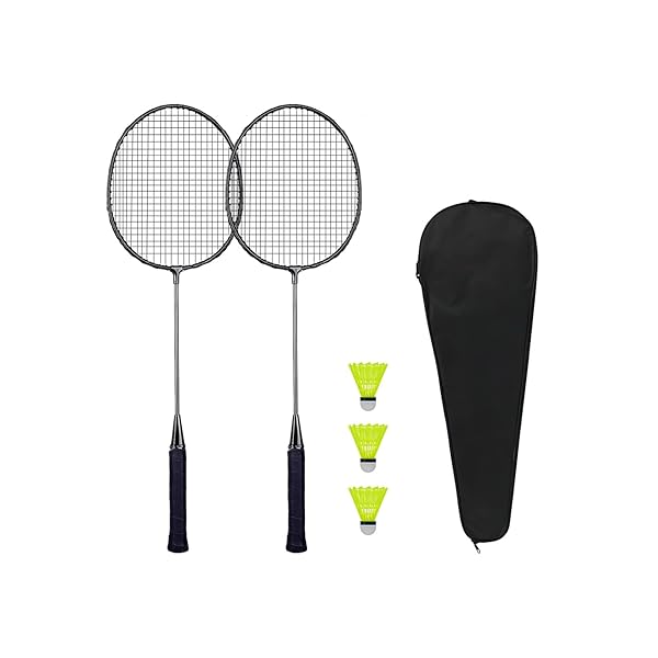 バドミントン ラケット バトミントンセット 初心者 大人用 アウトドアバドミントン ラケット2本 バドミントン3個 (ブラック)