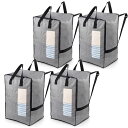 布団収納袋 大型収納袋 引越しバッグ 4個セット 背負える 特大容量 自立式 カバン ビッグバッグ 寝具ケース 持ち手付き 洋服 衣装ケース 羽毛ふとん 防水 折りたたみ式 省スペース 引っ越し キャンプ 旅行 耐荷重 グレー