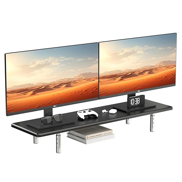 モニター台 机上台 PCスタンド ディスプレイ台 デュアルモニタースタンド パソコン台 モニタースタンド 机上タック 3段高さ調整可能 滑り止めマット付き パソコンスタンド 姿勢改善 キーボード収納 卓上収納 文具収納 耐荷重10~20KG MST0