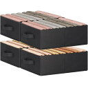 収納ボックス 4個セット 幅39×奥行29×高さ14cm 折りたたみ式 収納ケース 取っ手付き 布製 カラーボックス対応 衣類収納 おもちゃ収納 リビング収納 雑誌収納ケース 小物入れ(ブラック)
