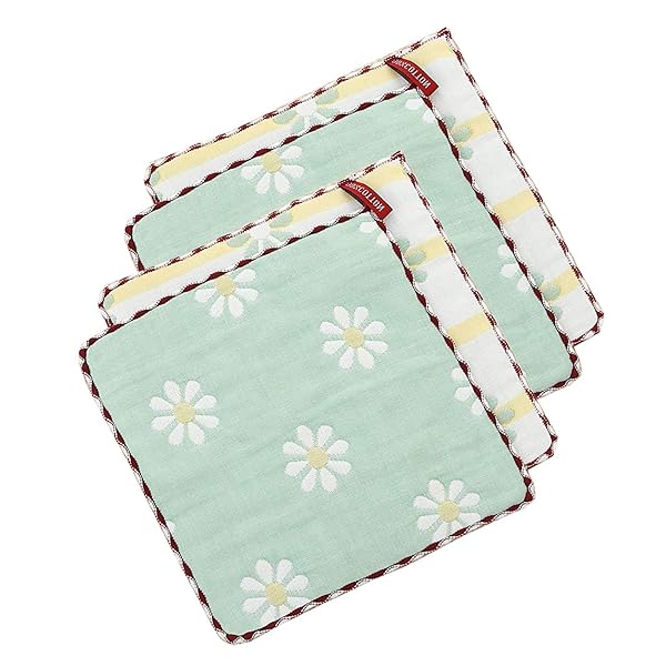 がーぜハンカチタオル フェイスタオル ハンドタオル ループ付き ガーゼハンカチ かわいいハンカチ ギフト クラウン柄 出産祝い 女の子 男の子キノコ柄 花柄 タオルハンカチ 6重綿100％ガーゼ生地 子供 ミニタオルハンカチ 4枚セット 25cm