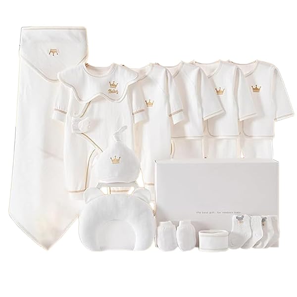 ベビー服 出産祝い ギフトセット 新生児用品 ロンパース 赤ちゃん プレゼント 贈り物 女の子 男の子 秋冬用 綿100% 保温 厚手 かわいい 0~1歳 0~3ヶ月 ホワイト 20点入り ギフトボックス付き