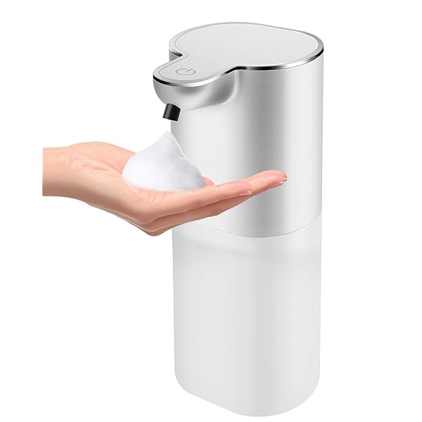 ソープディスペンサー ハンドソープ 自動 泡 吐出量4段階調 400ml 壁掛け オートディスペンサー ディスペンサー 充電式 キッチン 洗面所などに適用 半透明ボトル 日本語説明書付き (シルバー, 泡タイプ)