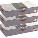 ベッド下収納 ベッド下収納ケース 布団収納袋 折りたたみ式 80x40x15cm 大容量 透明窓付き 取っ手付き 防塵 衣類収納袋 衣類、布団、毛布の収納に適しています (グレー 3個セット)