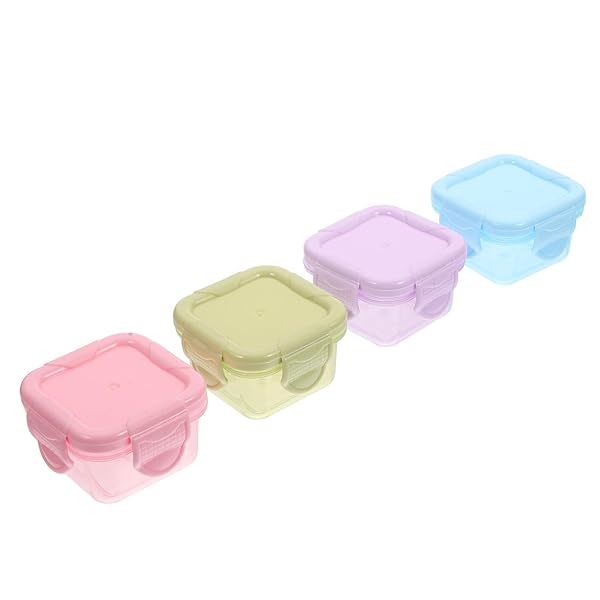 フルーツケース ミニサイズ お弁当 レンジ対応 ケース 調味料 ソース保存 密閉 子供 お弁当 フードコンテナ 小さい ミニ かわいい 保存容器 正方形 6cm*6cm*4cm 冷蔵庫に入れ 携帯用 コンパクト 食品貯蔵容器 保存容器 4個セット