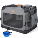 犬用キャリーバッグ ソフトクレート 犬用クレート 犬用キャリーケース 折りたたみ ペットケージ 猫用キャリー カート 持ち手付き 犬猫兼用 多面メッシュ 中小型犬・猫2匹 32kgまで『車載、旅行、避難、アウトドア、室内休憩、帰省で活用、キャンプに大
