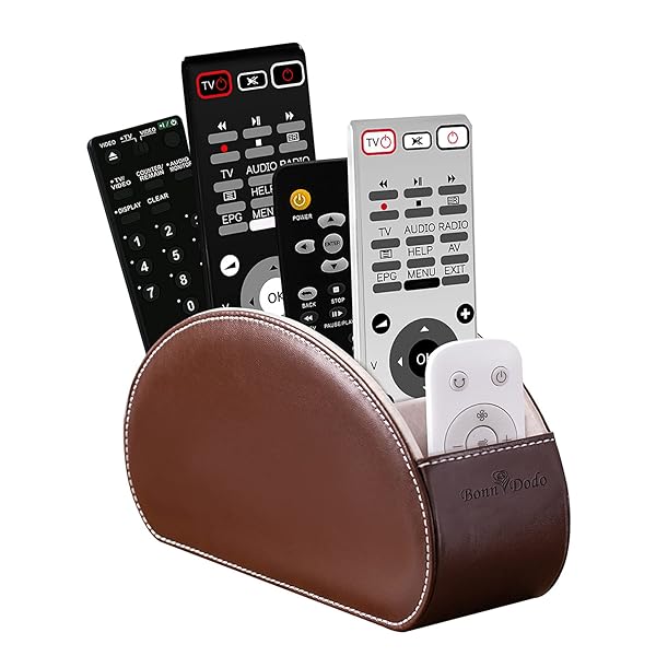 リモコンラック PUレザー リモコン収納 テーブル 5格仕切り リモコンスタンド おしゃれ 防水 多機能収納ボックス 文房具 卓上小物