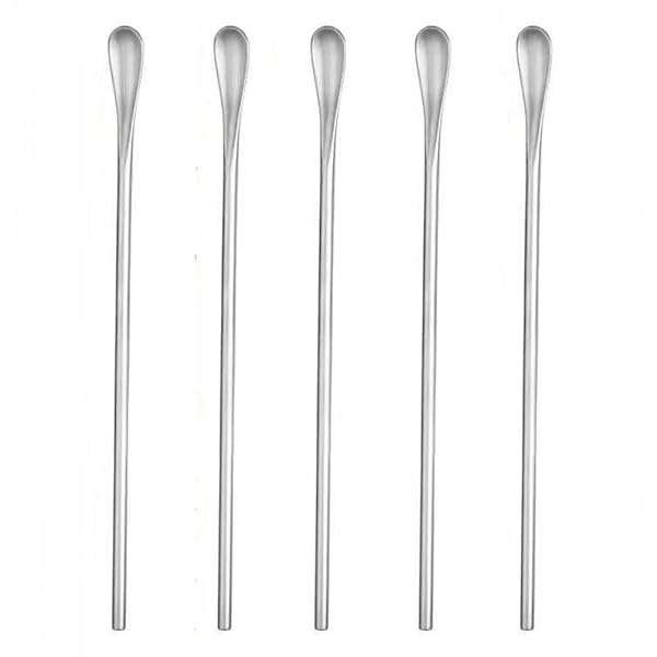 マドラー ロングスプーン 5本セット 18-8ステンレス製 長22cm 長いスプーン シルバー パフェ バースプーン