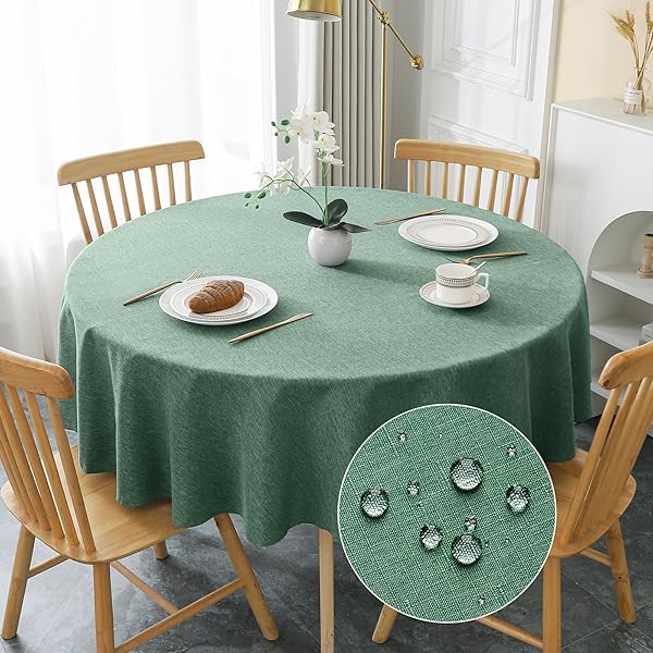 テーブルクロス クリスマス グレーン 丸 撥水 汚れ防止 円型 おしゃれ シンプル テーブルカバー リネン類 耐熱 速乾 丸洗い お手入れ簡単 業務用・家庭用 グレーン 直径180cm