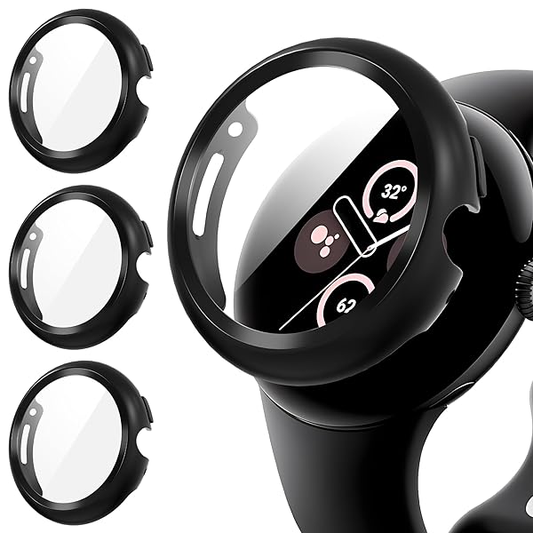 for Google Pixel Watch 3 41mm/2/1保護ケース(3個入り)ハードPC製for Google Pixel Watch 3 41mm/2/1保護カバー-黒+黒+黒