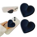2個携帯電話用エアバッグブラケット ハート型スマホグリップ&スタンド デスクトップ 携帯電話ブラケットリング 落下防止ブラケット (黒)