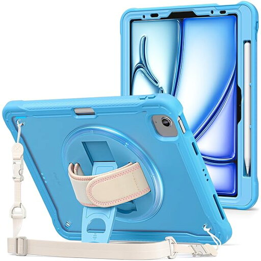 ProCase iPad Air 11インチ M2 (2024) / iPad Air5 (2022) / Air4 (2020) ショルダーケース 10.9インチ 肩掛け式 子供・現場作業用 耐衝撃 半透明カバー ペン収納 360°回転スタンド 手 ProCase iPad Air 11インチ M2 (2024) / iPad Air5 (2022) / Air4 (2020) ショルダーケース 10.9インチ 肩掛け式 子供・現場作業用 耐衝撃 半透明カバー ペン収納 360°回転スタンド 手