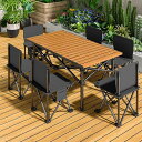アウトドア テーブル チェアセット キャンプ テーブル 7点セット(テーブルサイズ:95x55x49cm) 屋外用折りたたみ椅子 自動運転ツアー ピクニック テ...