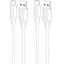 USB Type C ケーブル 【2本セット / 2m / ホワイト】 QC3.0対応 3A シリコン素材 柔軟なデータケーブル USB-A&USB-C 滑らかで柔らかいデータケーブル【Xperia/Samsung/Galaxy/Pixel/ipho