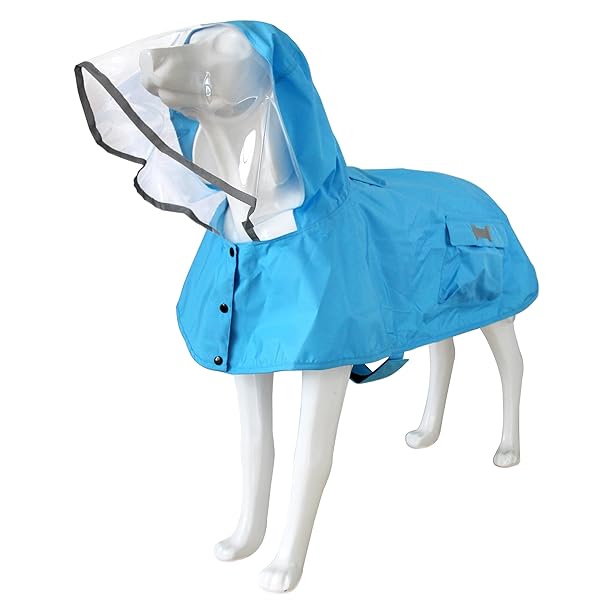 犬用レインコート ポンチョ カッパ ドッグ雨具 着脱簡単 防水 撥水 防風 反射材 フード付き 丈夫 軽量 速乾 小型犬 中型犬 大型犬 梅雨対策 散歩 防雨 通気 可愛い (XS-ブルー)