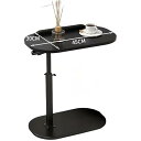 サイドテーブル 昇降式テーブル 360°回転 高さ調節可能 45~80cm コの字型 パソコンデスク PC用 勉強机 仕事/学習デスク ベッド/ソファ/介護/学習/テーブル 組立簡単 (ブラック, 360度回転·昇降式)