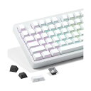 XVX ホワイトキーキャップセット - サイドプリントPBTキーキャップ、ダブルショットシャインスルー対応 カスタムキーキャップ、PBT素材 チェリープロファイル 132キー ミニマリストスタイル メカニカルキーボード用-ホワイト(2)