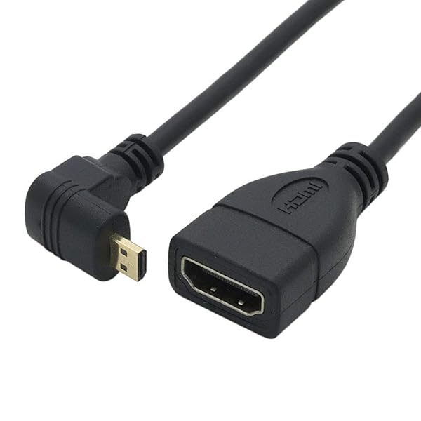 ハイスピードHDMI(メス)to Micro HDMI(オス) タイプD to タイプA 90°L型 マイクロHDMI変換ケーブル 金メッキコネクタ搭載 (下L)