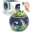 ピースリラックス 80ピース プラ製3D立体植木鉢パズル【ジャングルの花と鳥】(10X10X7cm)子供 プレゼント ペン立て 御菓子缶 インテリア[K1106...