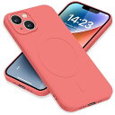 iPhone14 Plus ケース MagSafe対応 シリコン アイフォン14Plus スマホケース カバー 耐衝撃 レンズ保護 マグネット搭載 車載ホルダー ワイヤレス充電対応 ストラップホール付き オシャレ 指紋防止 薄型 (レッド)(2)